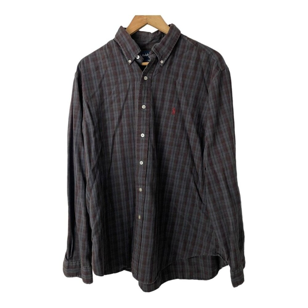 Ralph Lauren Men’s Classic Fit Long Sleeve Button Down Shirt Gray Plaid Size XL